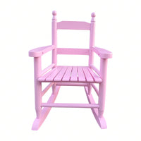 Light Pink Rocking Chair for Kids - Durable Hardwood Design for Indoor and Outdoor Use - Comfortable Slatted Backrest