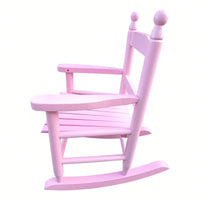 Light Pink Rocking Chair for Kids - Durable Hardwood Design for Indoor and Outdoor Use - Comfortable Slatted Backrest