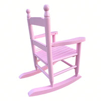 Light Pink Rocking Chair for Kids - Durable Hardwood Design for Indoor and Outdoor Use - Comfortable Slatted Backrest