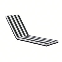 Black White Stripe Outdoor Lounge Chair Cushion Replacement UV Resistant Breathable 75 Inch with Adjustable Straps