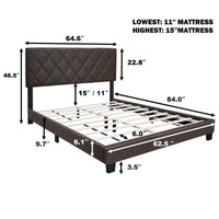 Queen Size Adjustable Chenille Upholstered Bed Frame Easy Assembly No Box Spring Needed Versatile Design for Any Room