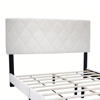 Queen Size Adjustable Chenille Upholstered Bed Frame Easy Assembly No Box Spring Needed Versatile Design for Any Room