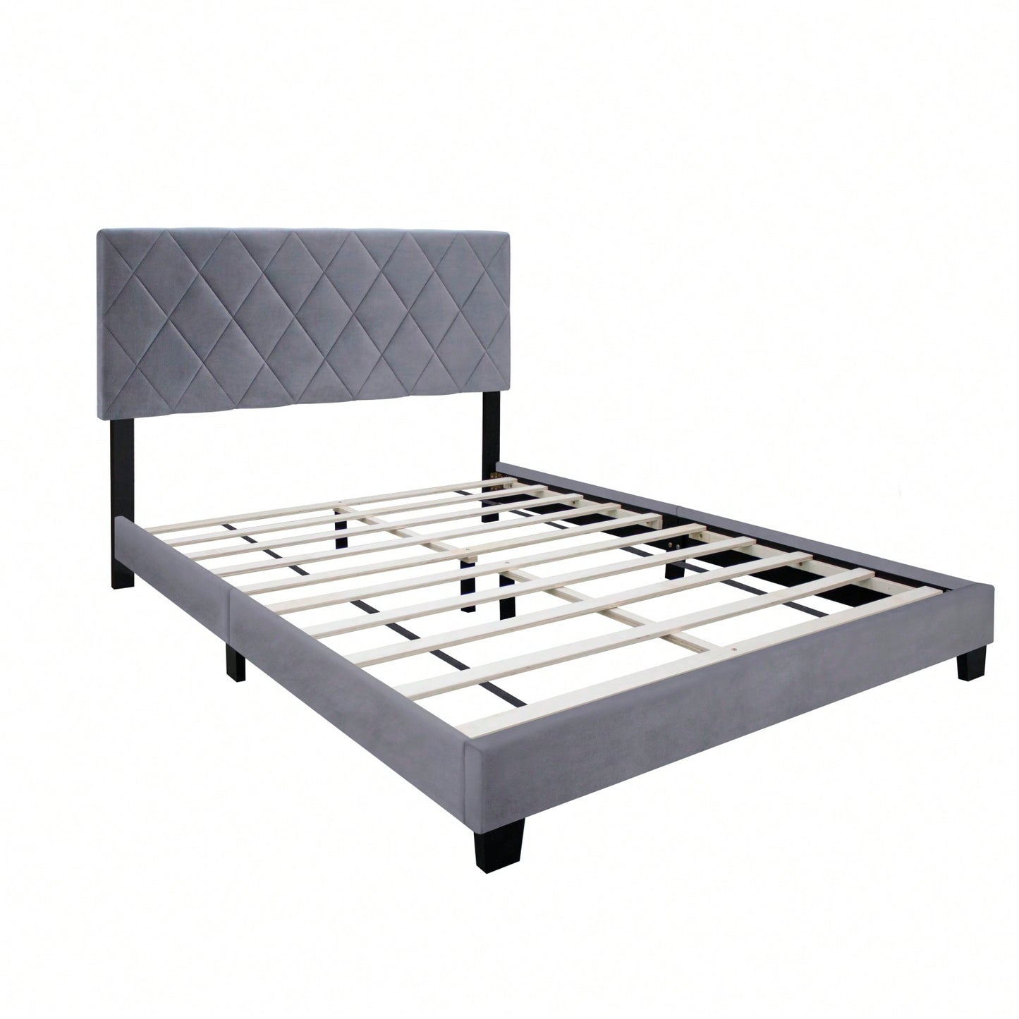 Queen Size Adjustable Chenille Upholstered Bed Frame Easy Assembly No Box Spring Needed Versatile Design for Any Room