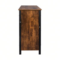 Farmhouse LED Buffet Sideboard Storage Cabinet with Sliding Door Adjustable Shelves Wine Bar 44" x 15" x 31" Remote Control