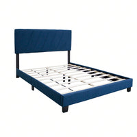 Modern Queen Size Upholstered Bed Frame Adjustable Stain Resistant Durable Easy Assembly No Box Spring Needed Storage Gap