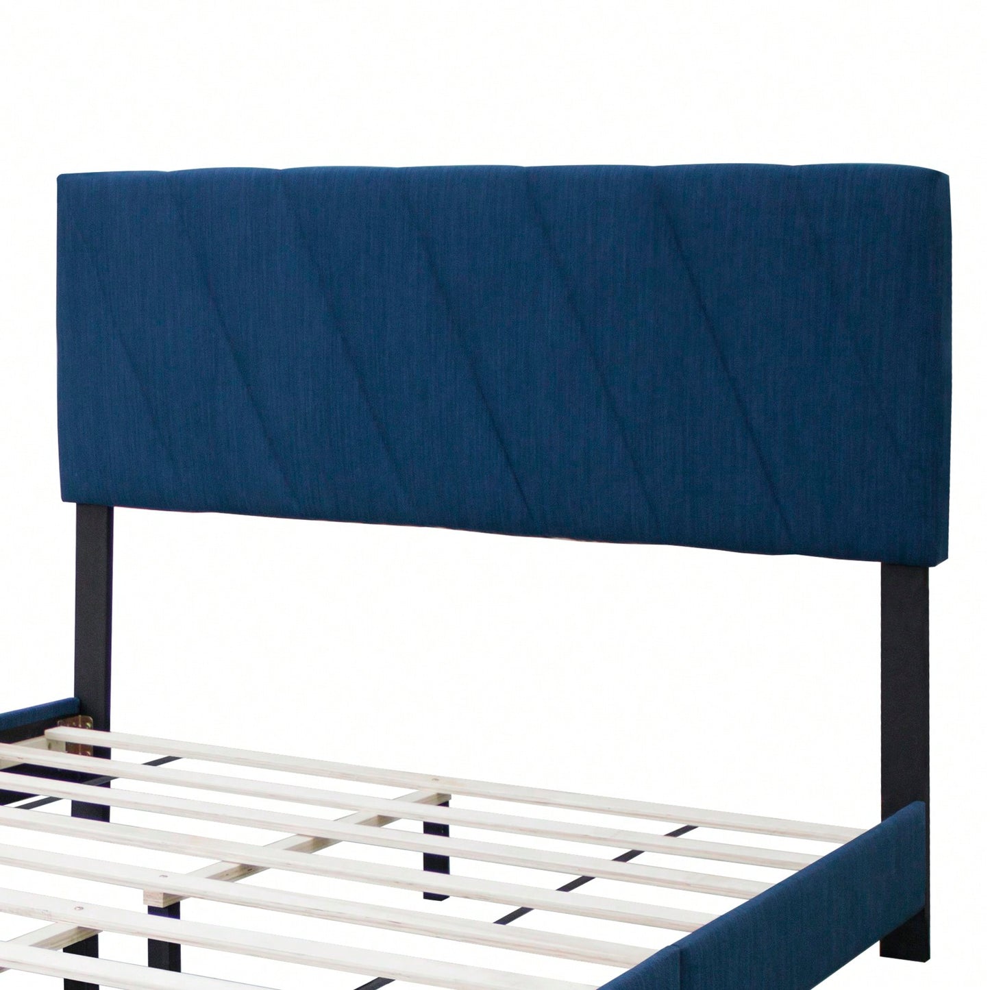 Modern Queen Size Upholstered Bed Frame Adjustable Stain Resistant Durable Easy Assembly No Box Spring Needed Storage Gap