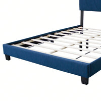 Modern Queen Size Upholstered Bed Frame Adjustable Stain Resistant Durable Easy Assembly No Box Spring Needed Storage Gap