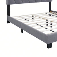 Modern Queen Size Upholstered Bed Frame Adjustable Stain Resistant Durable Easy Assembly No Box Spring Needed Storage Gap