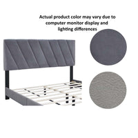 Modern Queen Size Upholstered Bed Frame Adjustable Stain Resistant Durable Easy Assembly No Box Spring Needed Storage Gap
