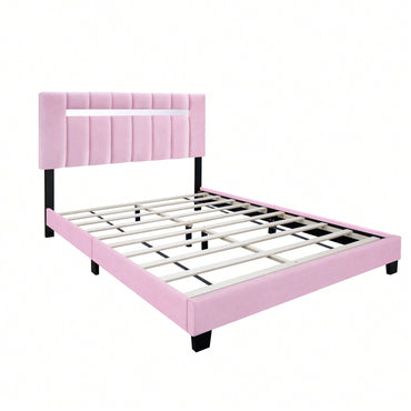 Queen Size Dark Velvet Adjustable Upholstered Bed Frame with Innovative Design and Easy Assembly