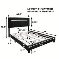 Queen Size Dark Velvet Adjustable Upholstered Bed Frame with Innovative Design and Easy Assembly