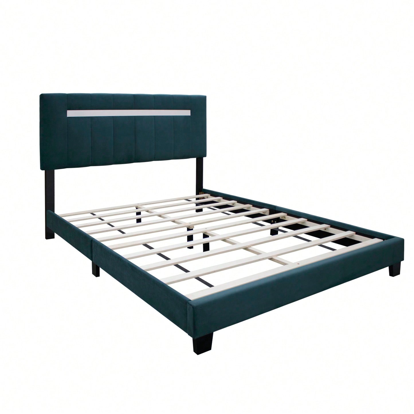 Queen Size Dark Velvet Adjustable Upholstered Bed Frame with Innovative Design and Easy Assembly