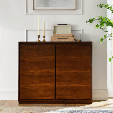 Walnut Sideboard Buffet Cabinet with Outlet Holes for Entryway Kitchen Dining Room Vintage Modern Design 39x9.25x32.63 inches