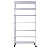 Heavy Duty 7 Tier Metal Wire Shelving Unit with Wheels Adjustable Storage Rack 2450lbs Capacity for Garage Kitchen Closet 81 H x 48 L x 18 D