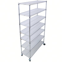 Heavy Duty 7 Tier Metal Wire Shelving Unit with Wheels Adjustable Storage Rack 2450lbs Capacity for Garage Kitchen Closet 81 H x 48 L x 18 D