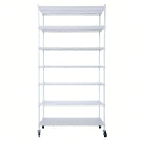 Heavy Duty 7 Tier Metal Wire Shelving Unit with Wheels Adjustable Storage Rack 2450lbs Capacity for Garage Kitchen Closet 81 H x 48 L x 18 D