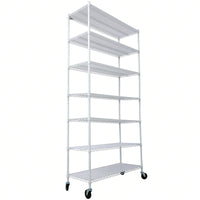 Heavy Duty 7 Tier Metal Wire Shelving Unit with Wheels Adjustable Storage Rack 2450lbs Capacity for Garage Kitchen Closet 81 H x 48 L x 18 D