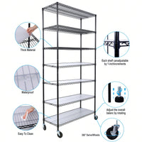 Heavy Duty 7 Tier Metal Wire Shelving Unit with Wheels Adjustable Storage Rack 2450lbs Capacity for Garage Kitchen Closet 81 H x 48 L x 18 D