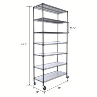 Heavy Duty 7 Tier Metal Wire Shelving Unit with Wheels Adjustable Storage Rack 2450lbs Capacity for Garage Kitchen Closet 81 H x 48 L x 18 D