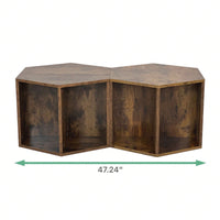 Hexagonal Coffee and Nightstand Table Set 2PCS Stylish MDF Furniture with Storage for Living Room and Bedroom