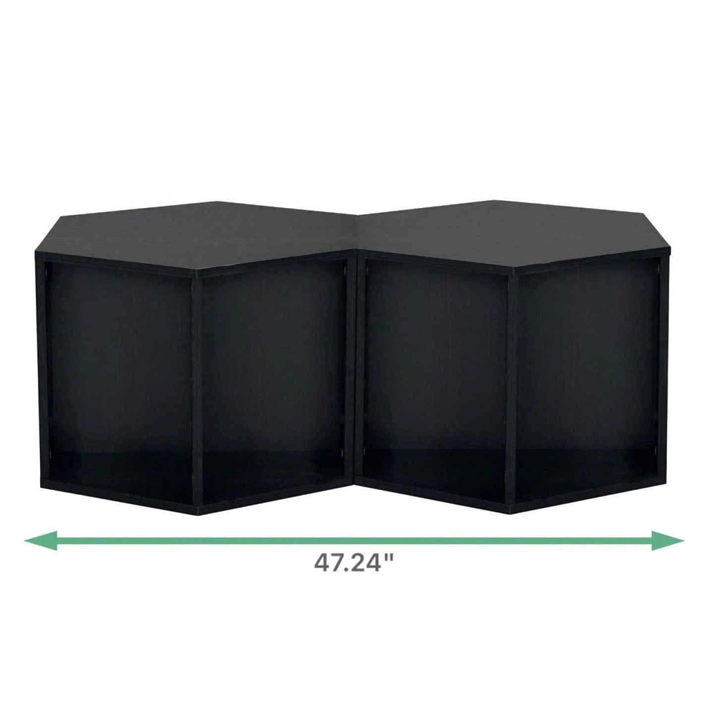 Hexagonal Coffee and Nightstand Table Set 2PCS Stylish MDF Furniture with Storage for Living Room and Bedroom