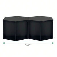 Hexagonal Coffee and Nightstand Table Set 2PCS Stylish MDF Furniture with Storage for Living Room and Bedroom