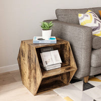 Versatile Hexagonal Coffee Table with Storage Shelf Stylish MDF Nightstand for Living Room and Bedroom