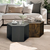 Versatile Hexagonal Coffee Table with Storage Shelf Stylish MDF Nightstand for Living Room and Bedroom