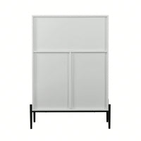33.46" X 15.74" X 47.2" Wood Sideboard With 3 Drawers, 1 Door, 1 Glass Door, Soft-Close Hinges, Adjustable Shelves