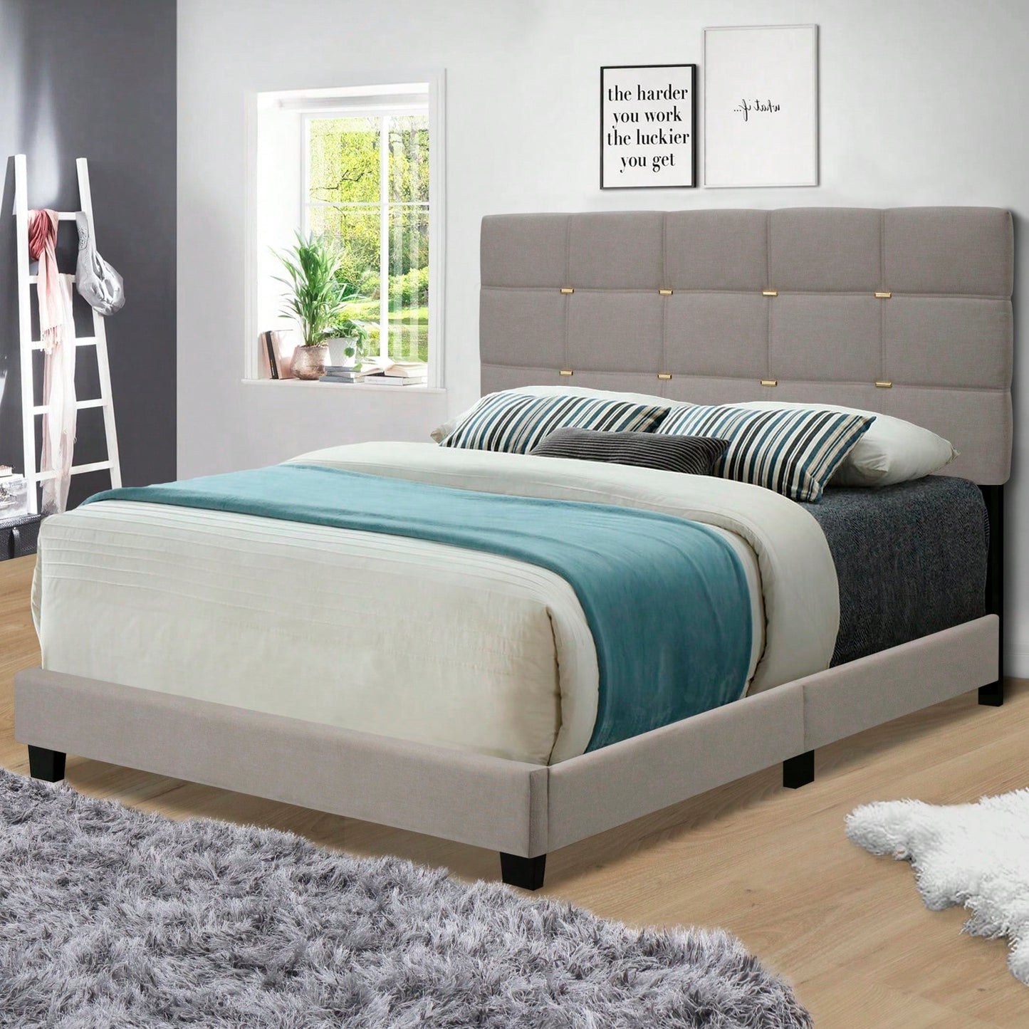 Queen Size Adjustable Upholstered Bed Frame - Stylish, Durable, And Dirt-Resistant Design For Use Without Innerspring Mattresses