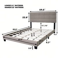 Queen Size Adjustable Upholstered Bed Frame - Stylish, Durable, And Dirt-Resistant Design For Use Without Innerspring Mattresses