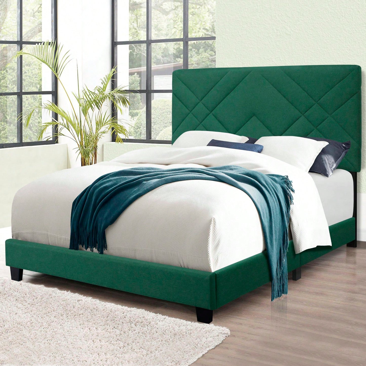 Queen Size Bed Frame With Adjustable Headboard