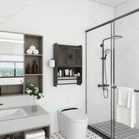 Bathroom Wall Cabinet With Doors, Adjustable Shelf, Towel Bar And Paper Holder
