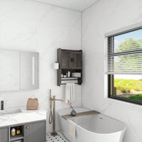 Bathroom Wall Cabinet With Doors, Adjustable Shelf, Towel Bar And Paper Holder