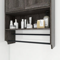 Bathroom Wall Cabinet With Doors, Adjustable Shelf, Towel Bar And Paper Holder