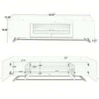 Contemporary TV Stand with Fluted Glass Doors and Faux Marble Top for TVs Up to 70 Inches Stylish Entertainment Center
