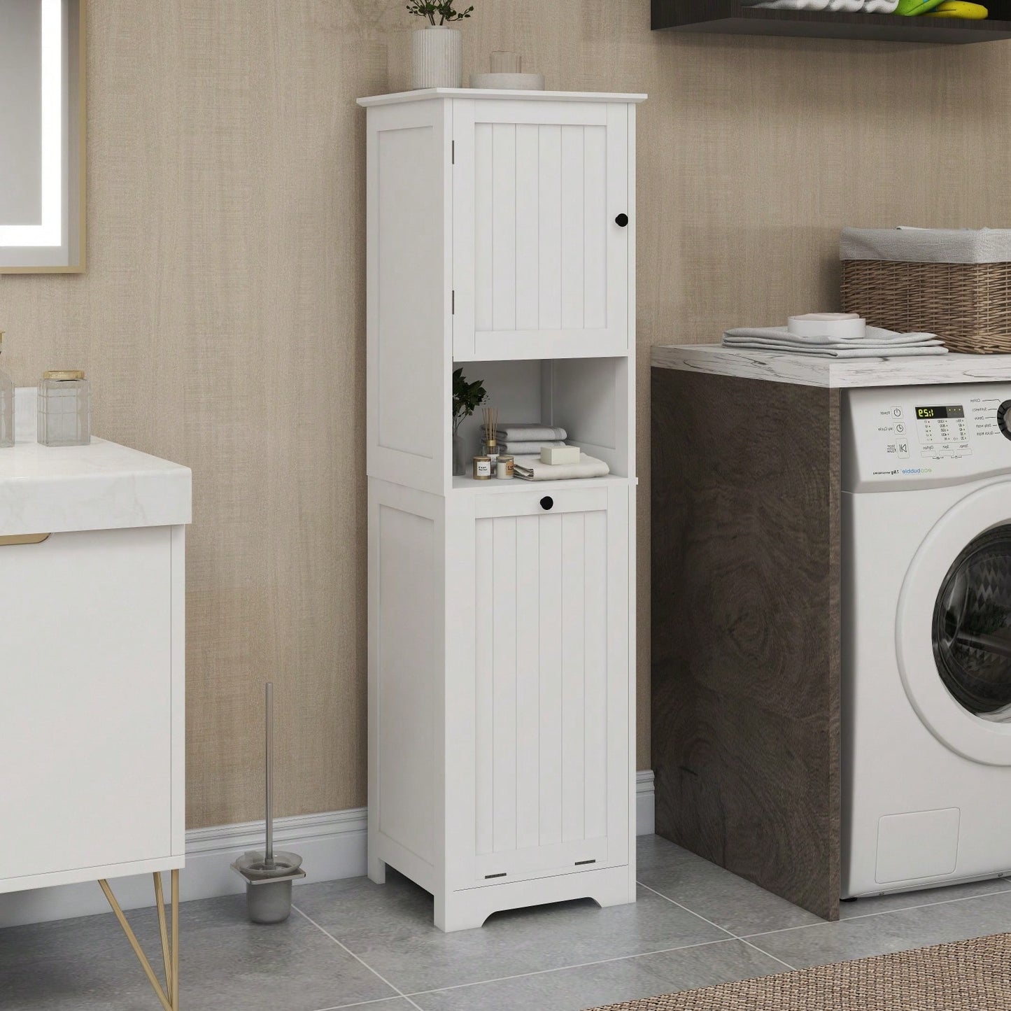 Deluxe Laundry Sorter Cabinet With Tilt-Out Design