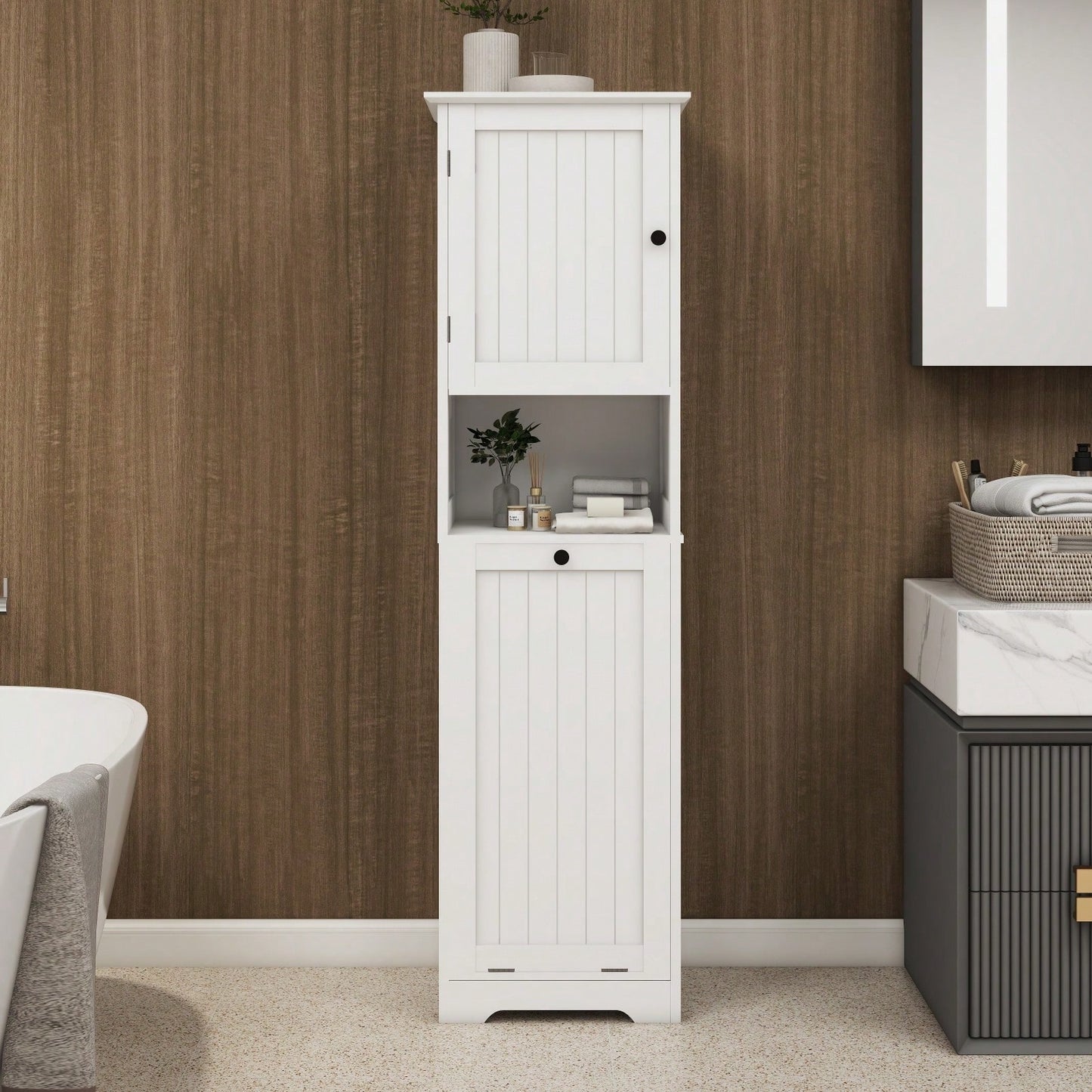 Deluxe Laundry Sorter Cabinet With Tilt-Out Design