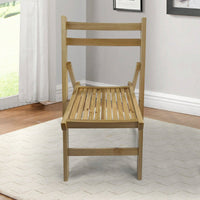Pack Of 4, Slatted Solid Wood Folding Chair Set