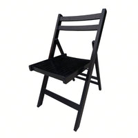 Pack Of 4, Slatted Solid Wood Folding Chair Set