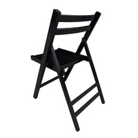 Pack Of 4, Slatted Solid Wood Folding Chair Set