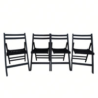Pack Of 4, Slatted Solid Wood Folding Chair Set