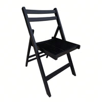 Pack Of 4, Slatted Solid Wood Folding Chair Set
