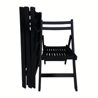 Pack Of 4, Slatted Solid Wood Folding Chair Set
