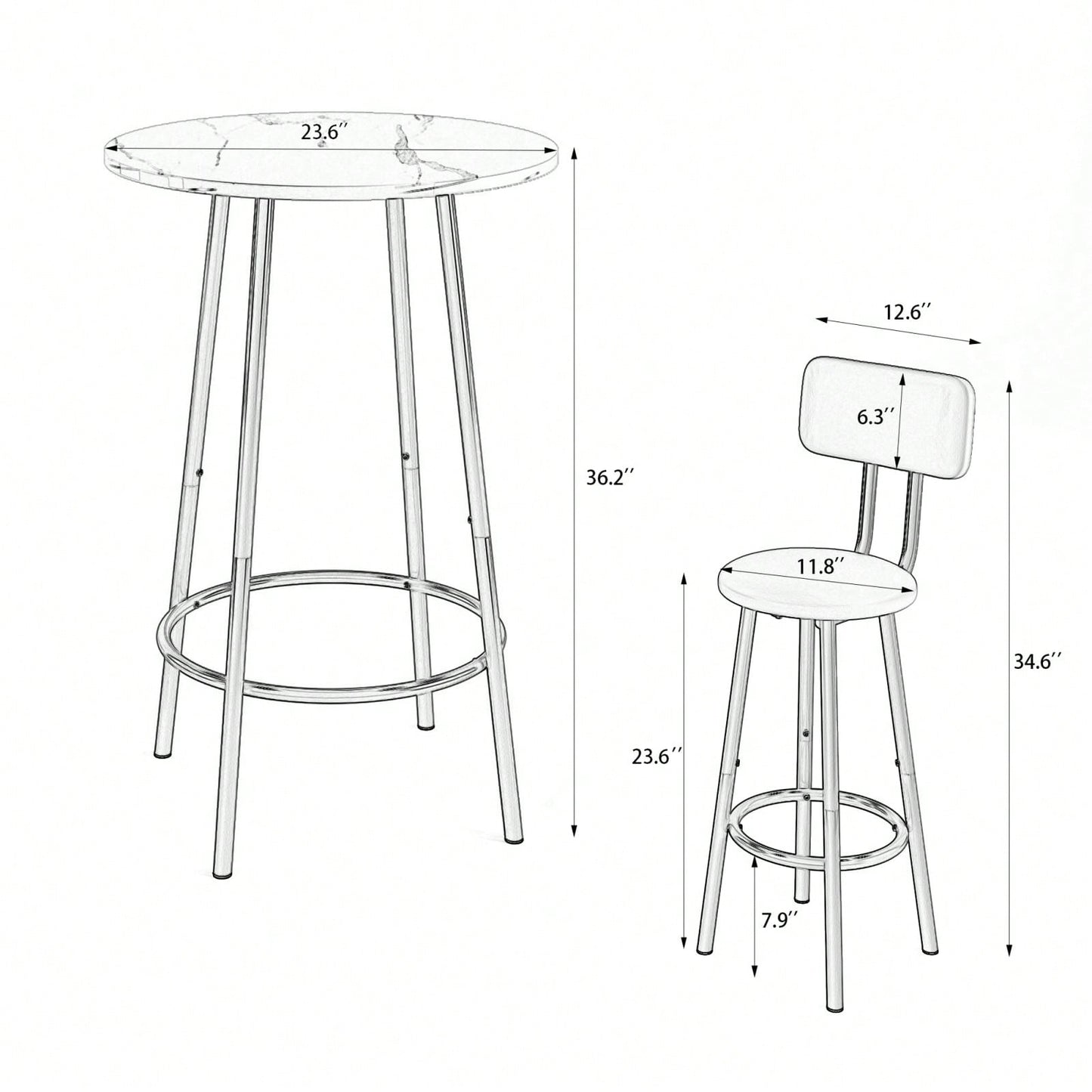 3-Piece Farmhouse-Style Bar Table Set With 2 Stools - White Oak