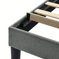 Queen Grey Bed Frame with Adjustable Headboard Wooden Slats Center Support 705 Lbs Capacity Easy Assembly Under Bed Storage