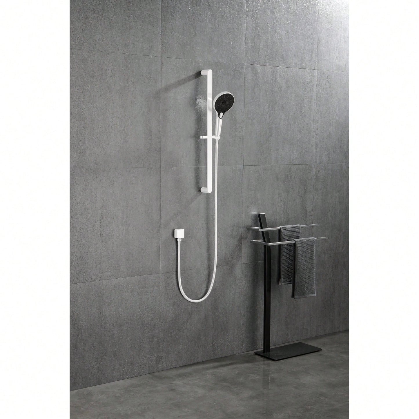 Durable Stainless Steel Handheld Shower with Slide Bar and 59-Inch Hose Adjustable Height Functional Spray Settings Easy Install