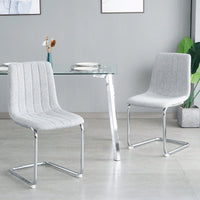 Elegant Upholstered Dining Chair Set of 2 with Metal Legs - Modern Light Luxury Design for Home and Office