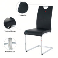 Set Of 2, Modern Dining Chairs With Faux Leather Padded Seat Upholstered Chairs With Chrome Metal Legs For Kitchen, Living Room, Bedroom