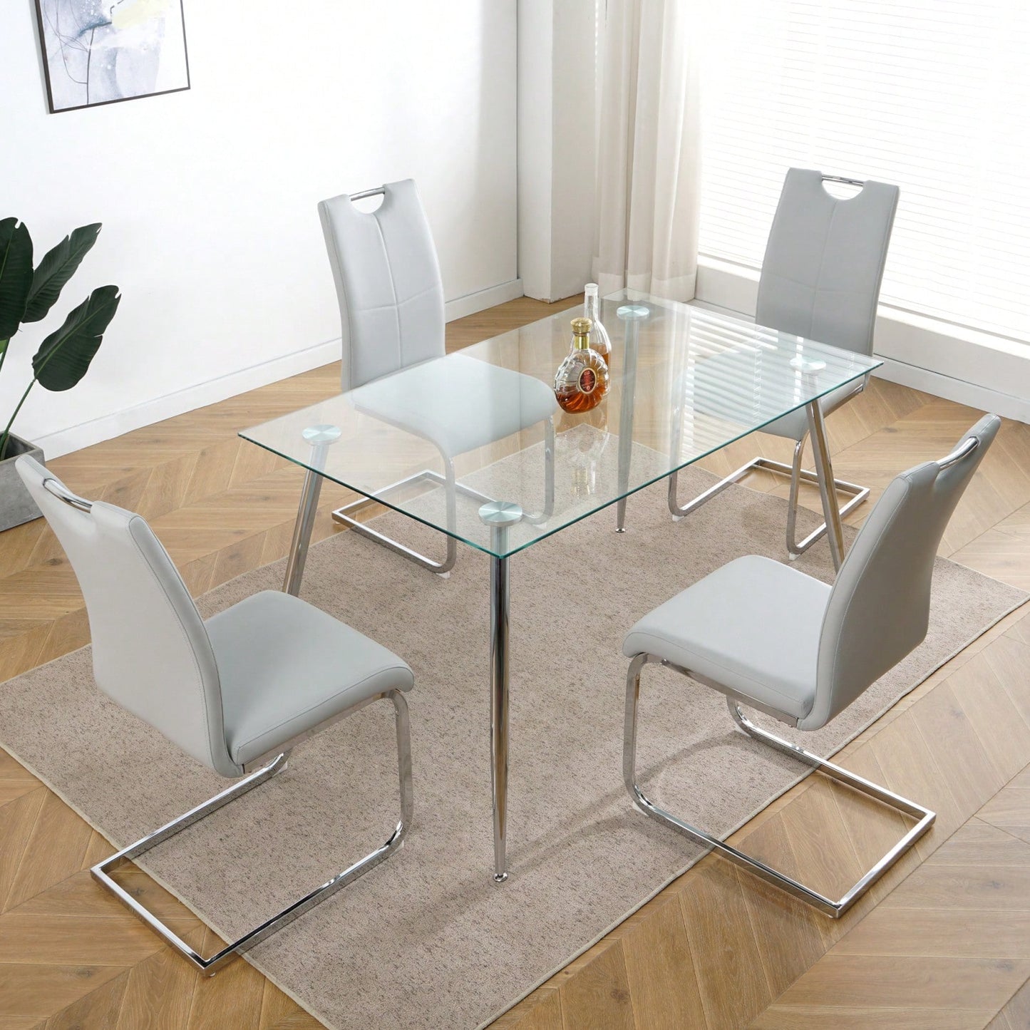 Set Of 2, Modern Dining Chairs With Faux Leather Padded Seat Upholstered Chairs With Chrome Metal Legs For Kitchen, Living Room, Bedroom